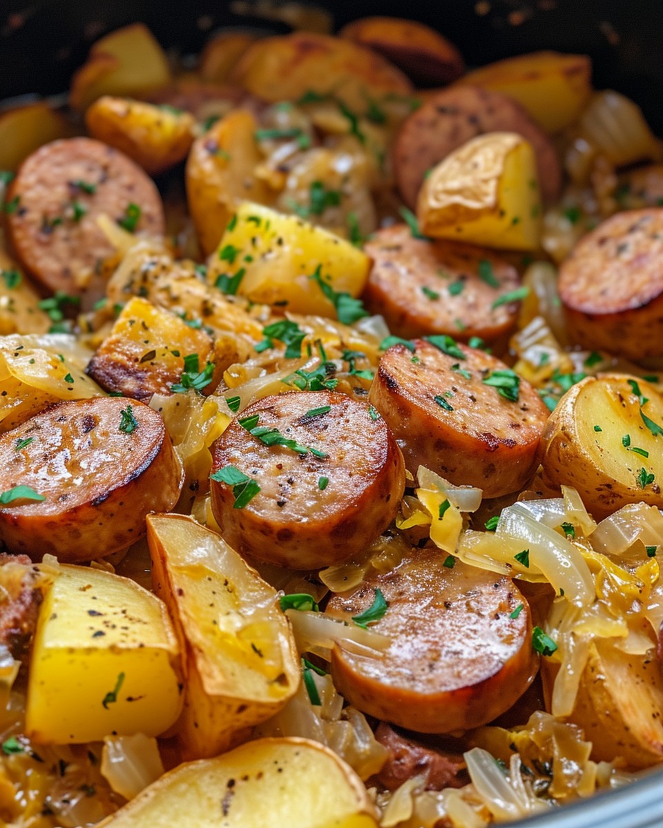 Slow Cooker Sausage, Potatoes, and Cabbage