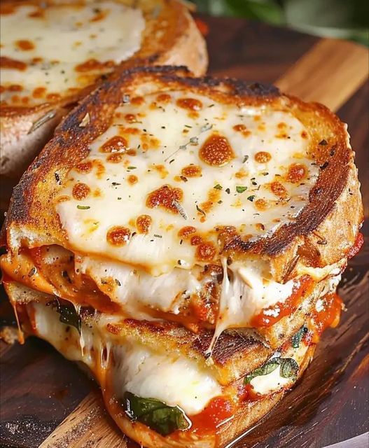 Chicken Parmesan grilled cheese sandwich