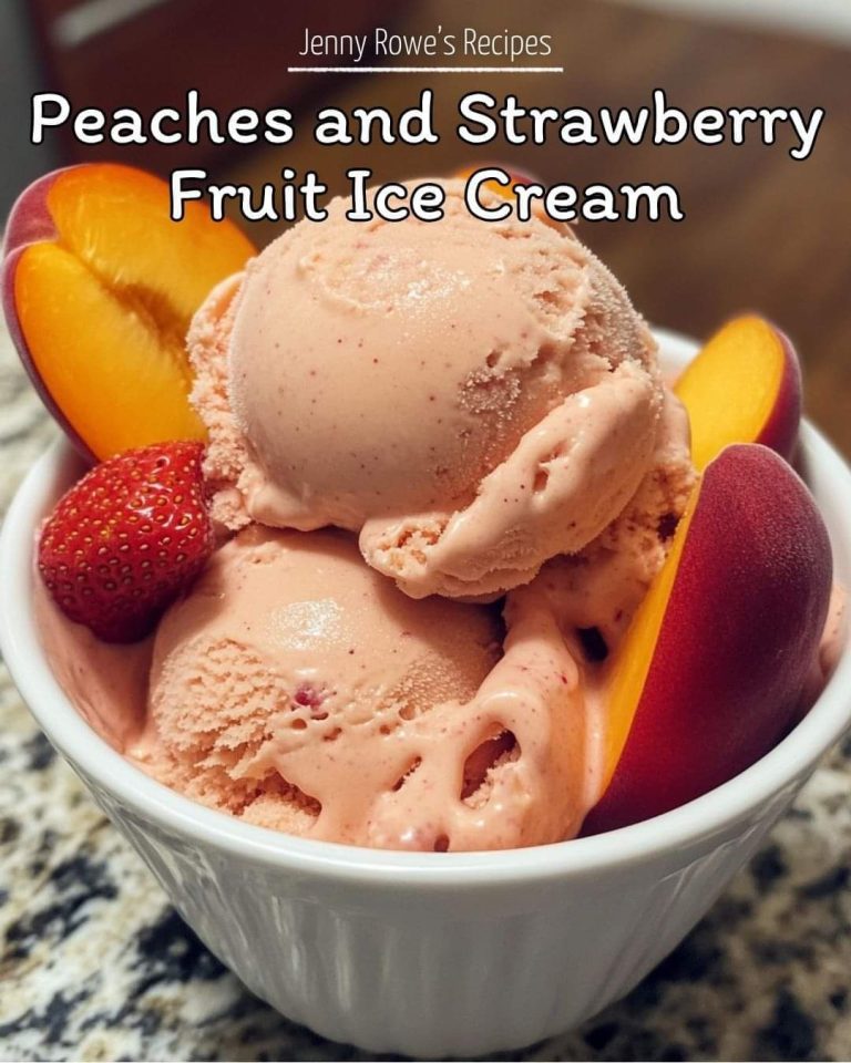 Peaches and strawberry fruit ice cream