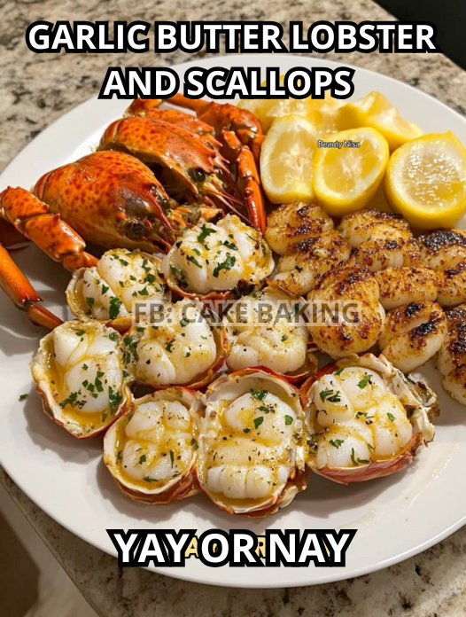 GARLIC BUTTER LOBSTER AND SCALLOPS