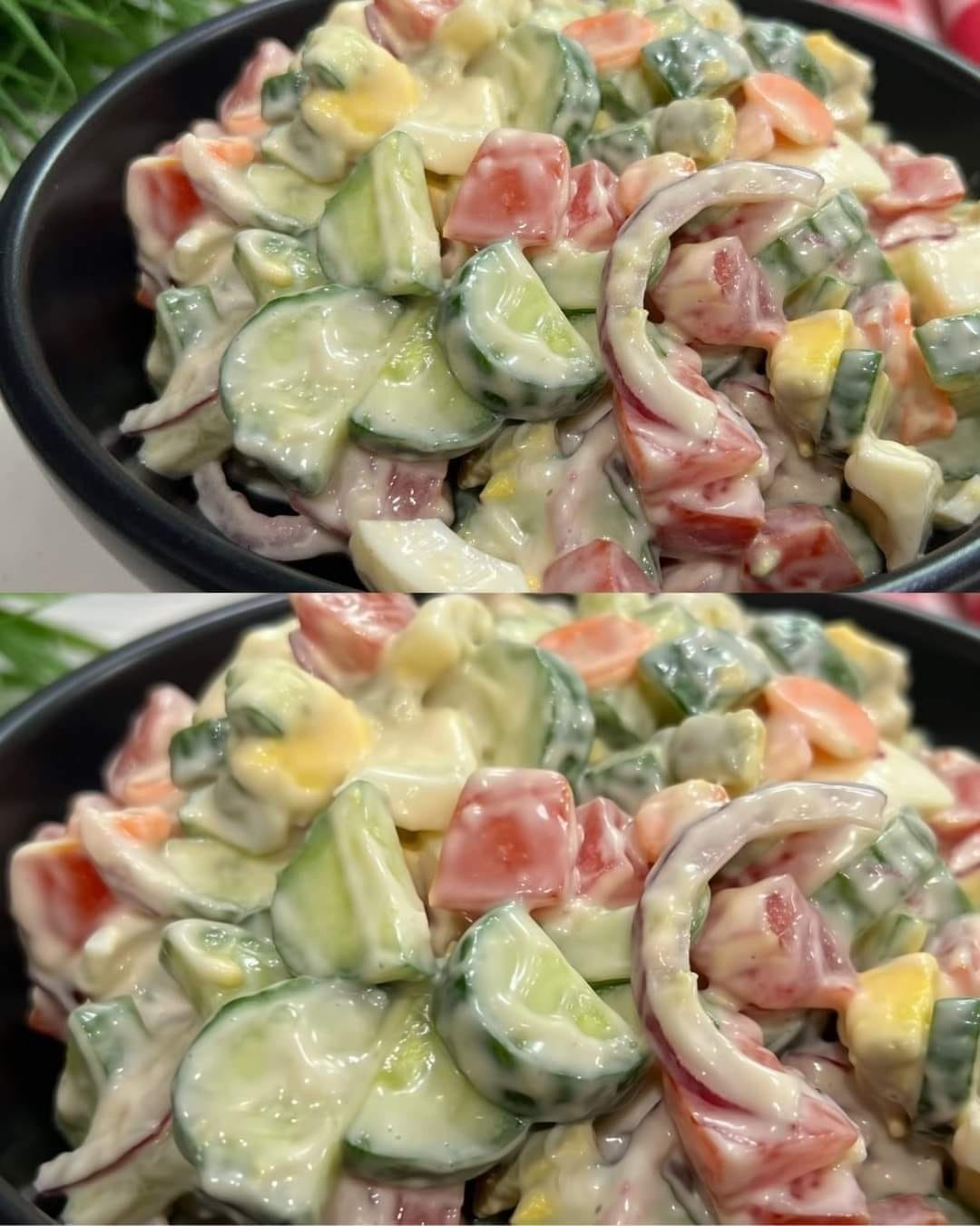 sliced tomatoes and cucumbers marinated in olive oil