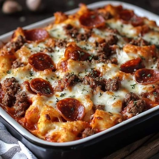 Loaded Meat Lover’s Pizza Casserole