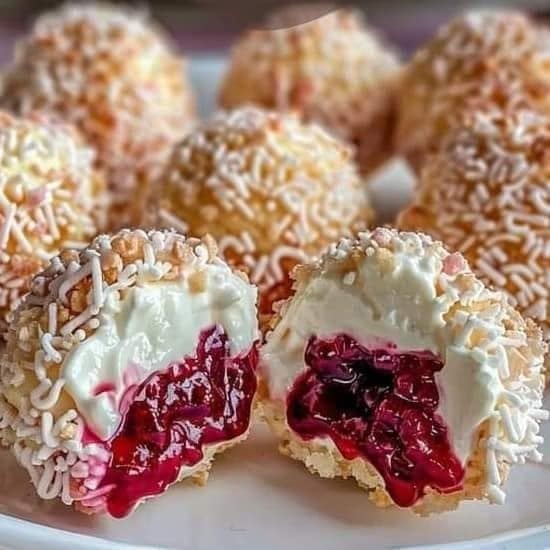 Irresistible Cream and Berry-Filled Pastry Balls: A Sweet Delight for All Occasions