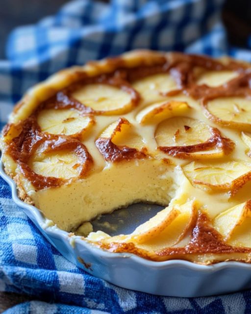 Apple Flan, Greek Yogurt and Almonds