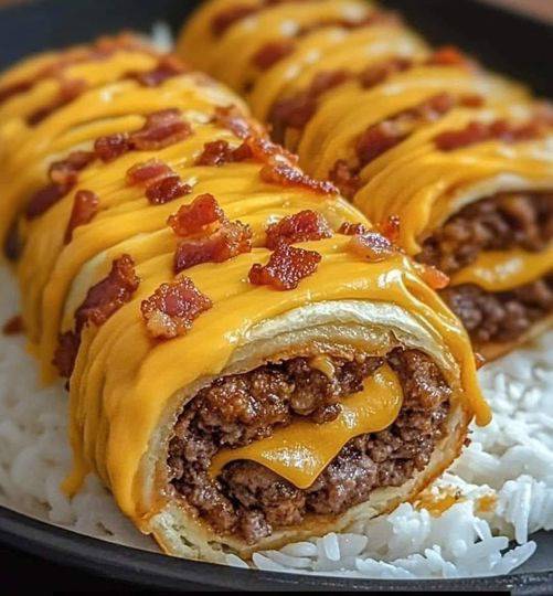 Garlic Butter Bacon Cheeseburger Rollups