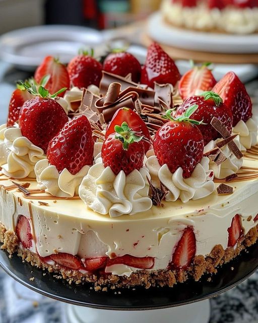 White Chocolate Strawberry Cheesecake