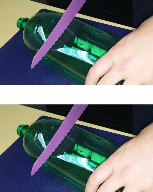 Man cuts off the top of a soda bottle, shows off nifty summer gardening hack