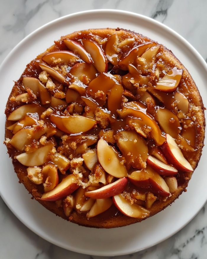 Swedish Apple Cake with Caramel Topping