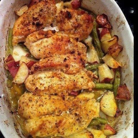 GARLIC & LEMON CHICKEN W/GREEN BEANS & RED POTATOES!!