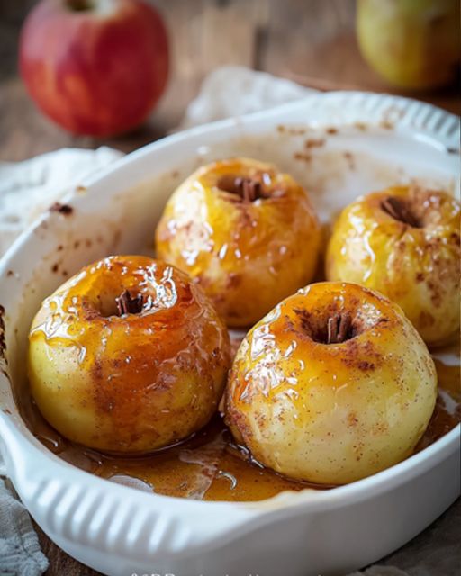 Baked apples with honey, cinnamon and Christmas spices