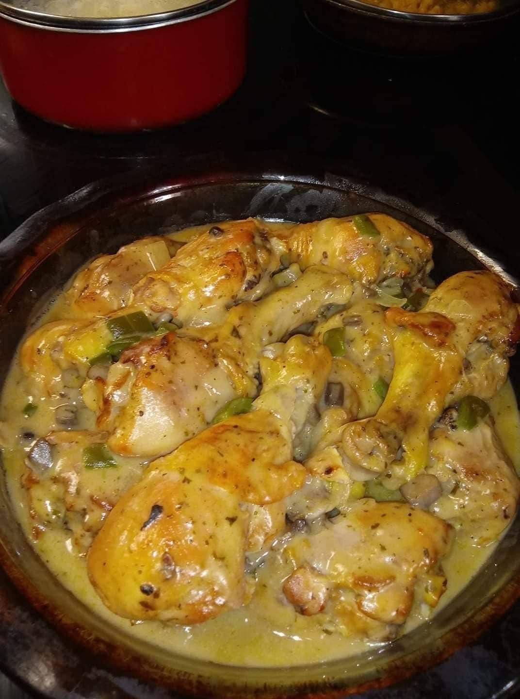 Baked Chicken Legs with Cream of Mushroom Sauce