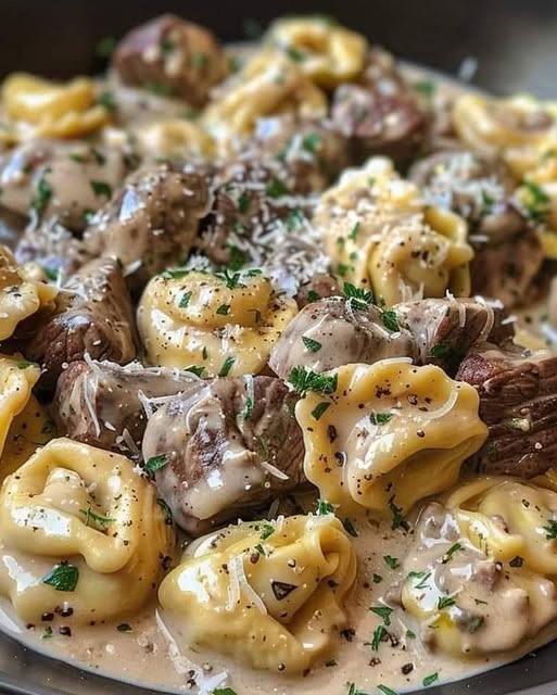 Beef & Parmesan Tortellini in Creamy Sauce