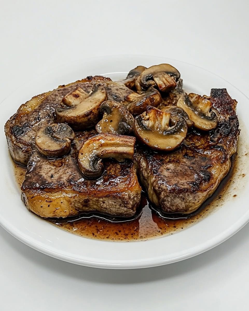 Garlic Butter Steaks with Mushroom Gravy