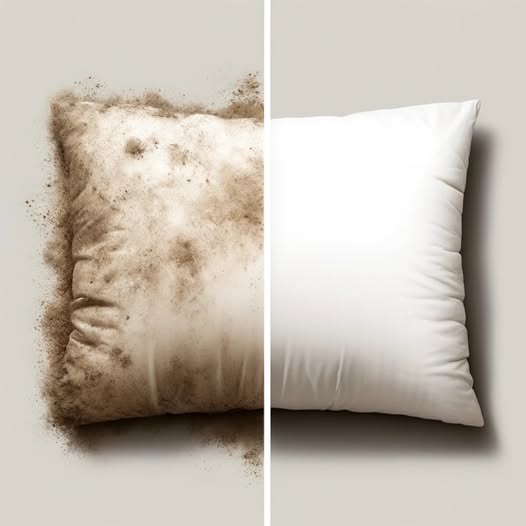 To whiten yellowed and stained pillows, you don’t need detergent. That’s the secret!