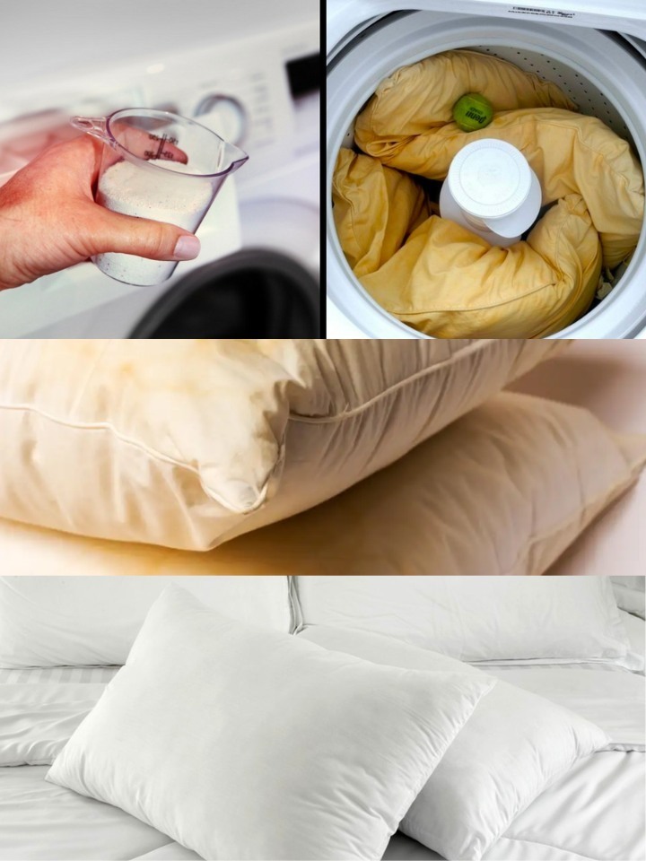 Why pillows turn yellow and how to clean them