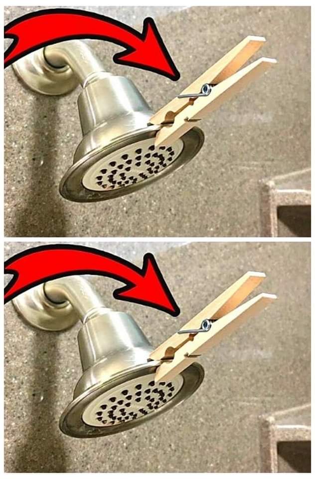 Why should you attach a clothespin to the shower?