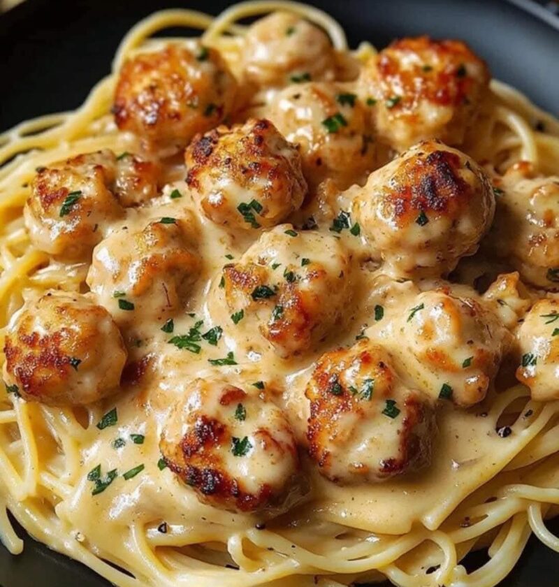 Garlic Butter Chicken Bites with Creamy Parmesan Pasta