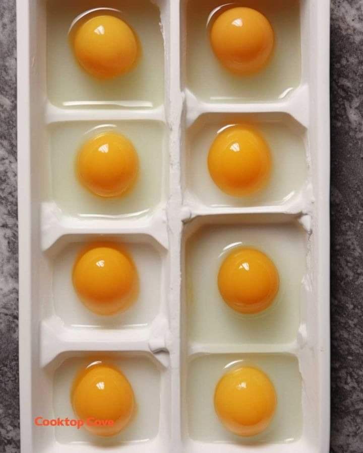 Crack eggs into an ice cube tray and freeze them. Here’s why