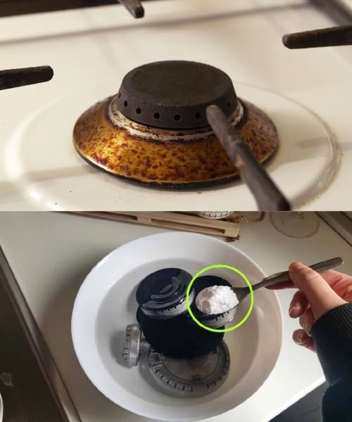 Gas burners: 1 tablespoon is enough to make them shine again!