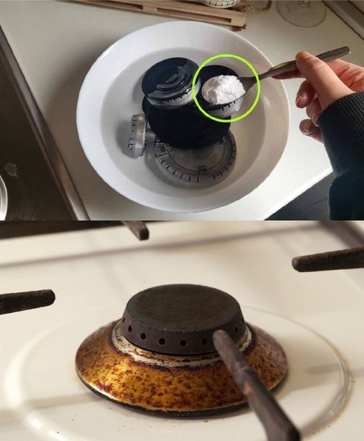 Gas burners: 1 tablespoon is enough to make them shine again!