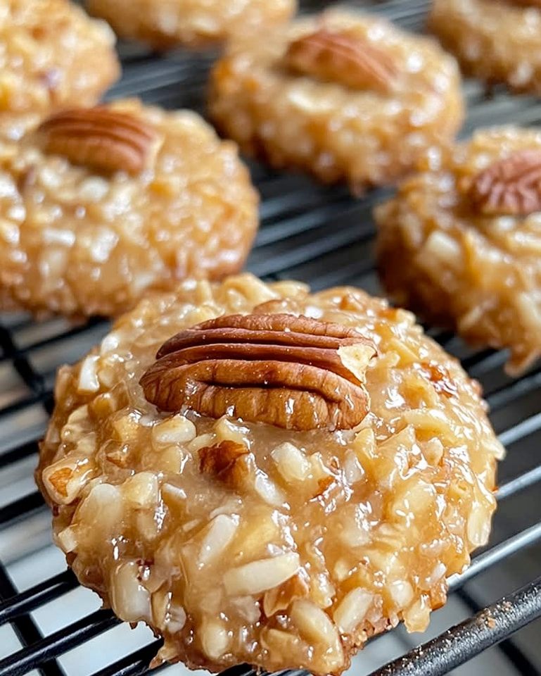 No-Bake Pecan Coconut Praline Cookies