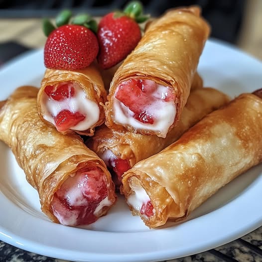 Strawberry Cheesecake Eggroll Bites 🍓🍰