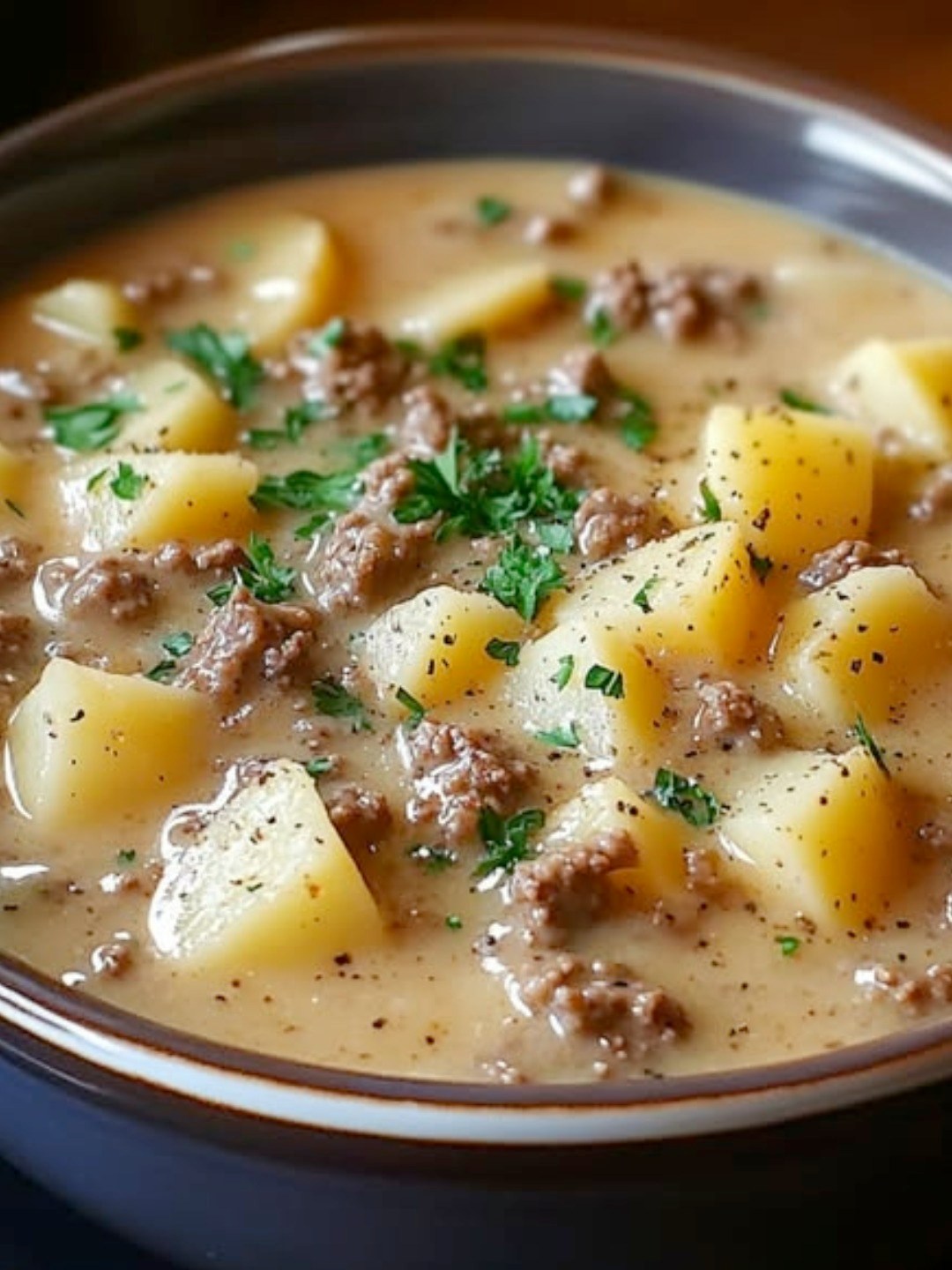 Crockpot Creamy Potato & Hamburger Soup