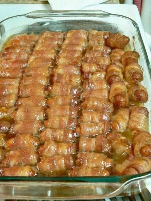 Bacon Wrapped Smokies with Brown Sugar