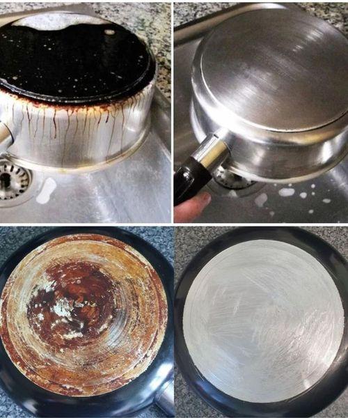 3 Ingredients will be enough to clean and make pans burned on the outside shine