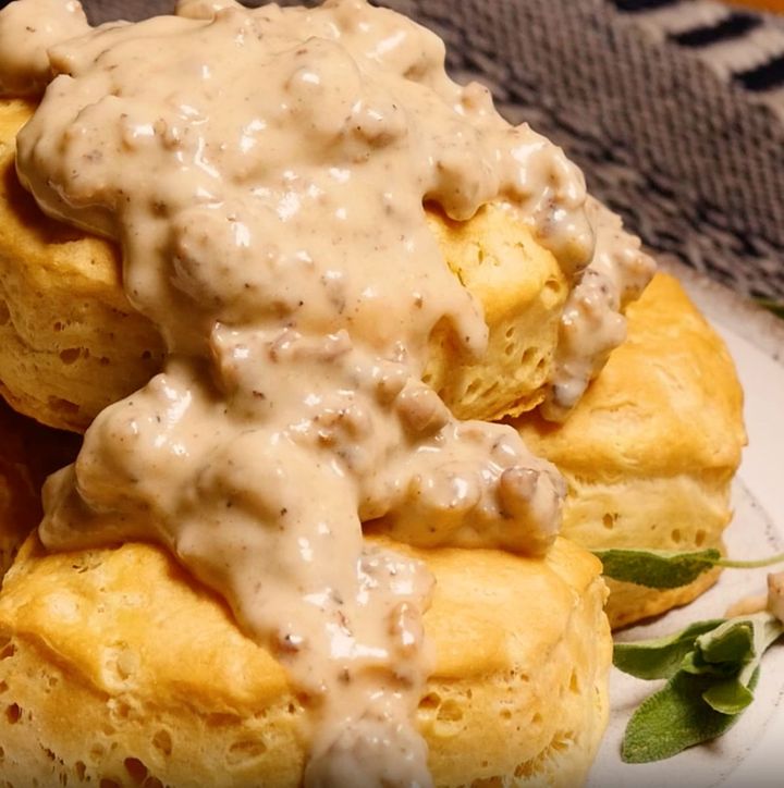 Southern biscuits and breakfast sausage gravy