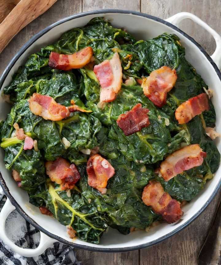 Southern Greens with Crisp Hickory Bacon