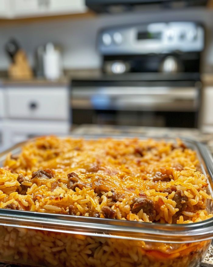 Barbecue Beef and Rice Casserole