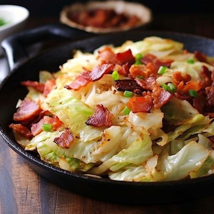 Fried cabbage and bacon