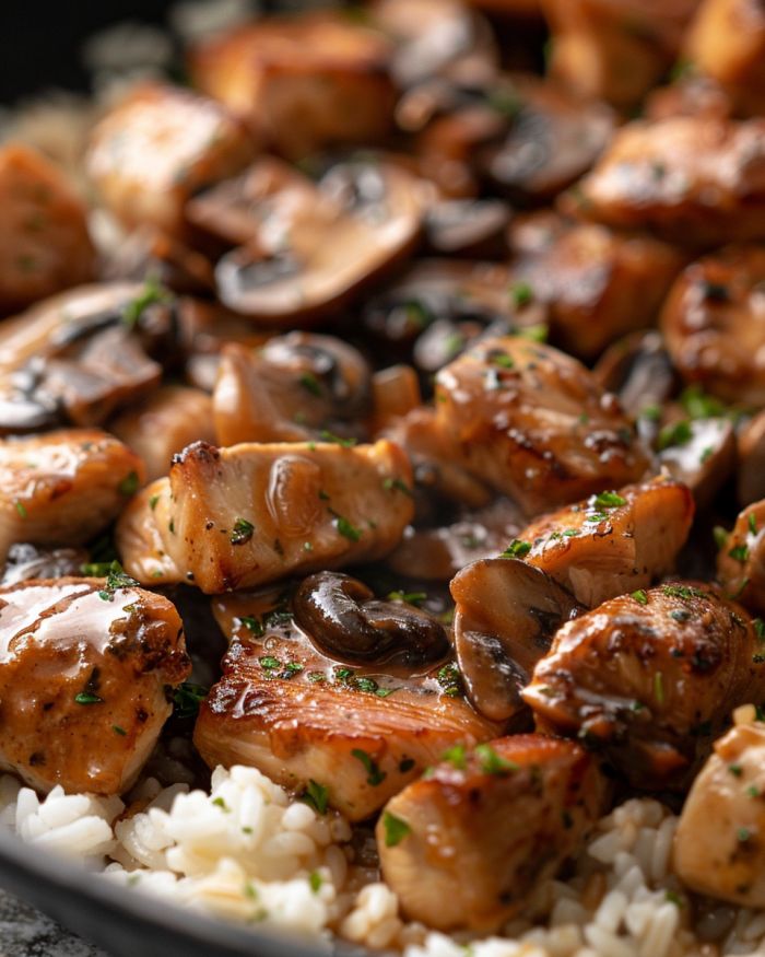 Quick Skillet Chicken and Mushroom Rice