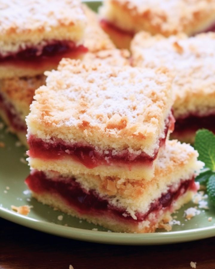 Raspberry Jam Coconut Slice Recipe: