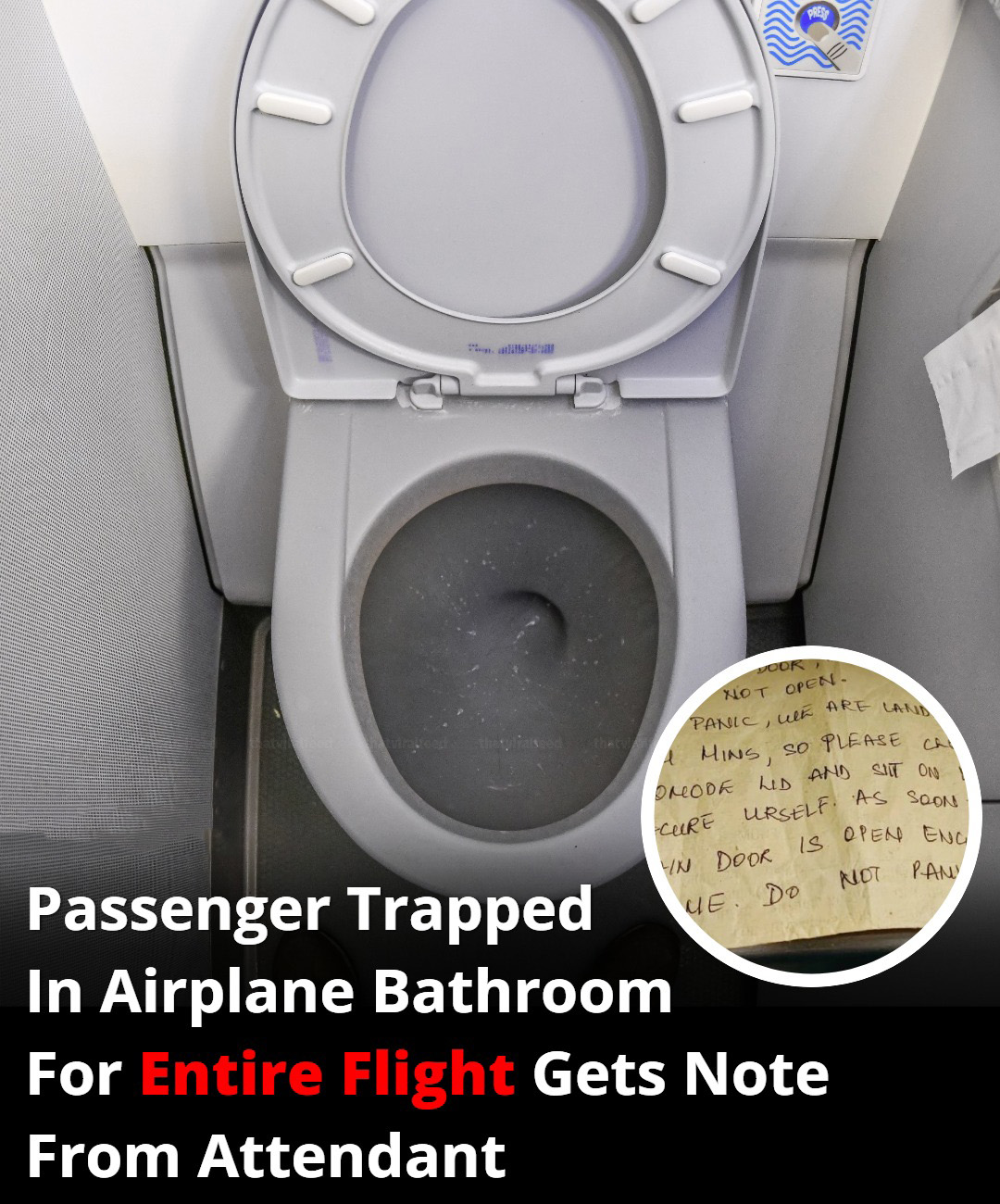 Passenger Trapped In Airplane Bathroom For Entire Flight Gets Note From Attendant