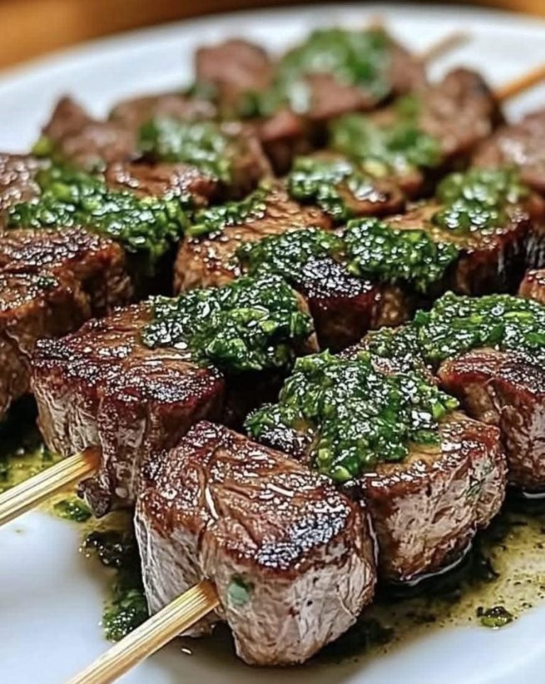 Grilled Beef Skewers with Chimichurri Sauce