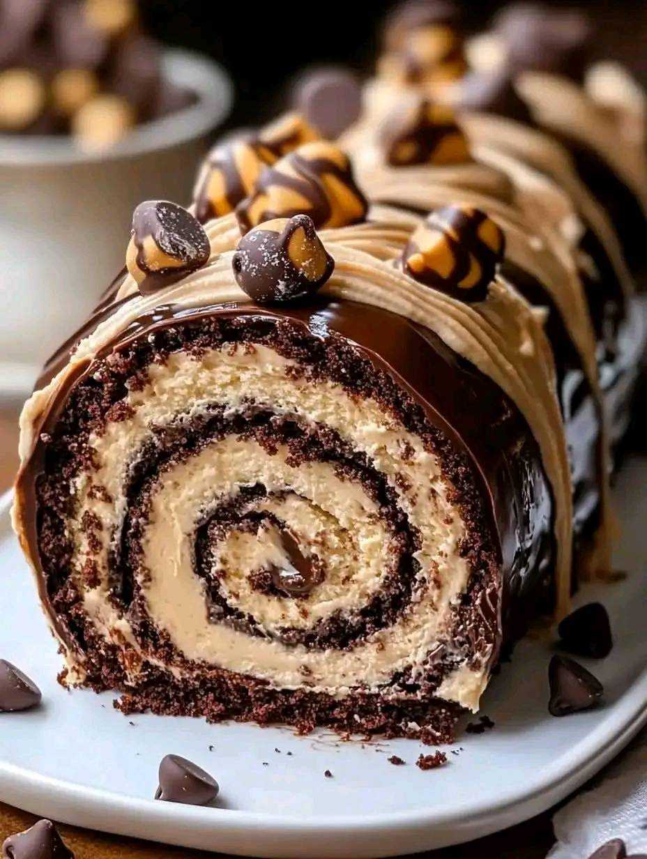 🍫 Reese’s Peanut Butter Cup Roll Cake Recipe 🥜