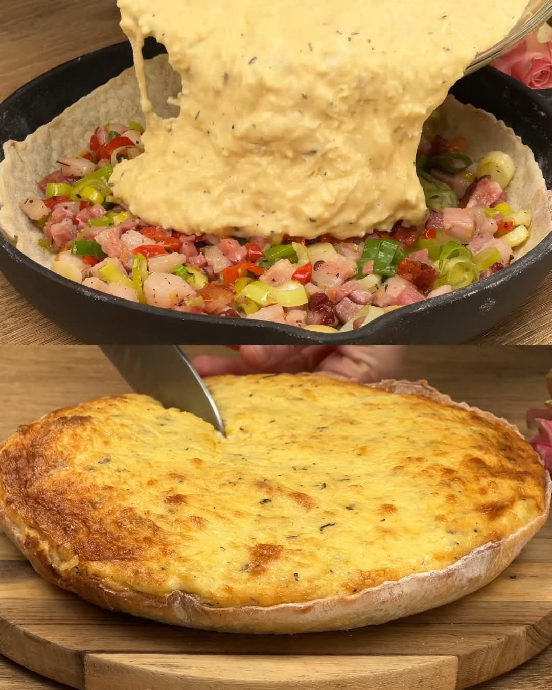 Savory Tart with Creamy Filling and Arugula Salad