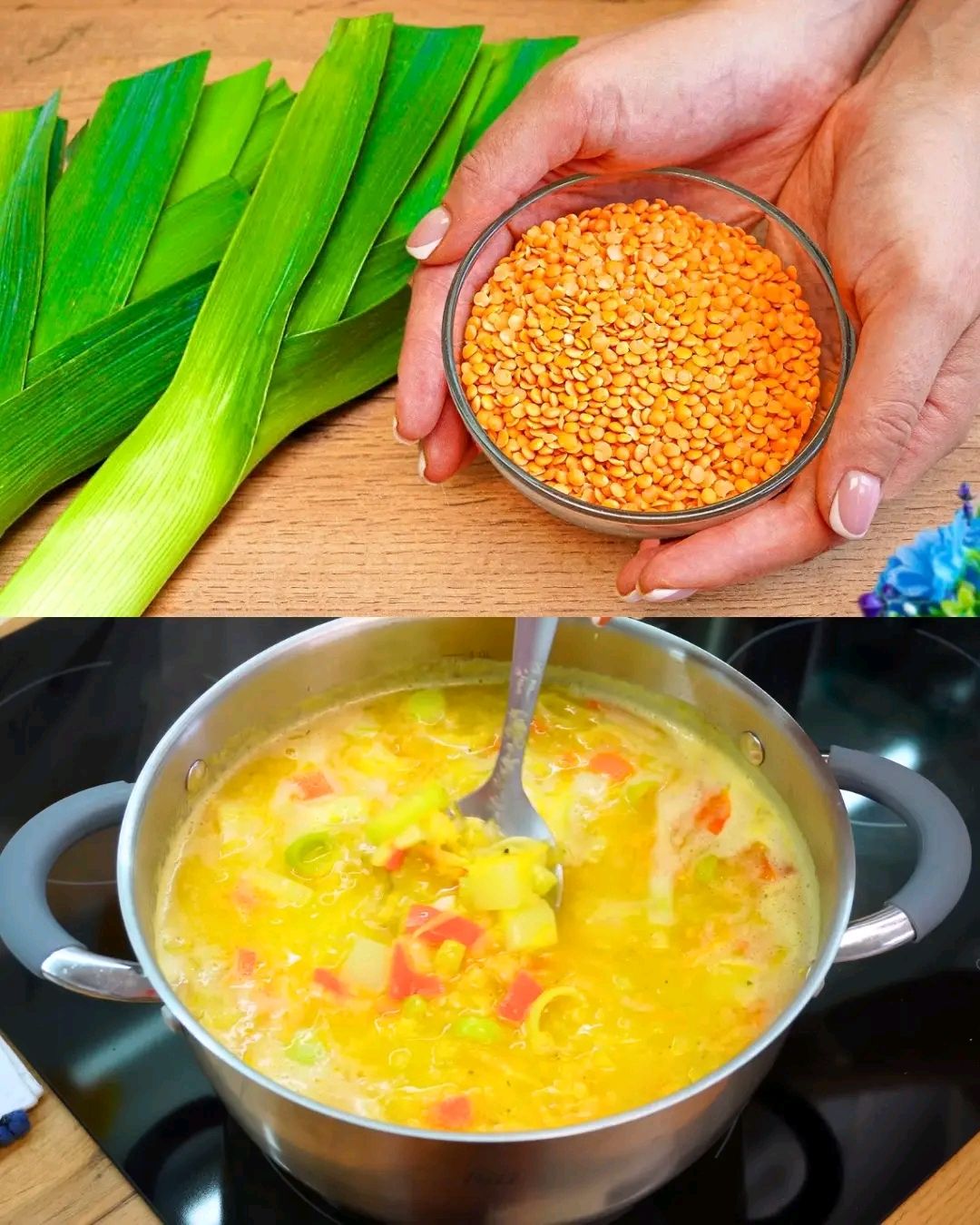 Hearty Vegetable Lentil Soup with Crispy Bread